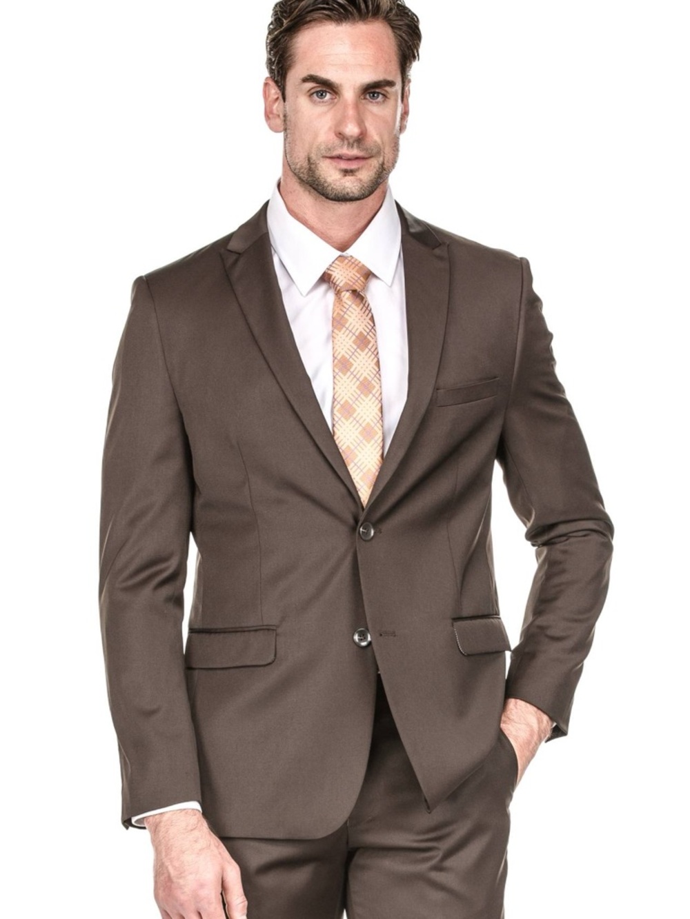 Men's Porto Filo Dk Coffee Two-Button Notch Lapel Blazer made in Italy